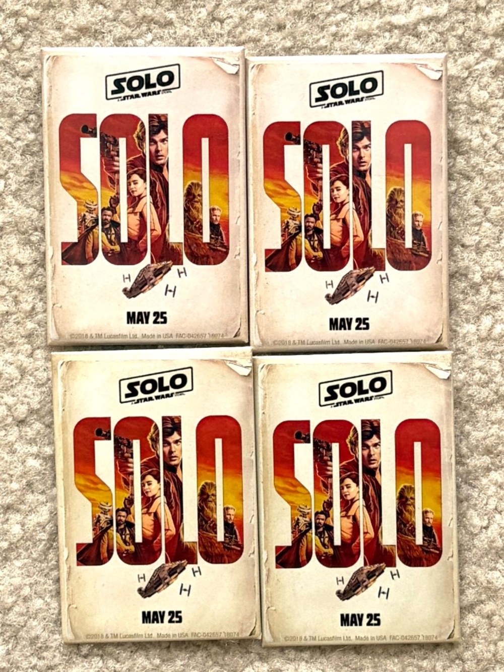 4 Star Wars Disney Solo Buttons Pins Lucasfilm 2018